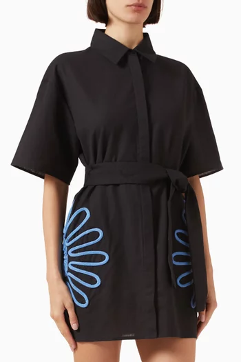Tara Embroidered Shirt Mini Dress in Cotton