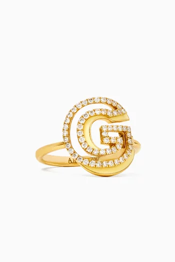Letter 'G' Shadow Diamond Ring in 18kt Gold