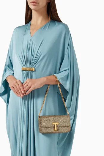 Mini Wallis Shoulder Bag in Lamé fabric