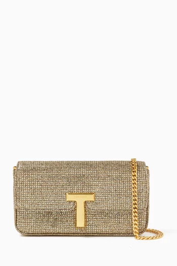 Mini Wallis Shoulder Bag in Lamé fabric