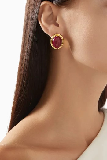 Hamilton Jade Earrings in 18kt Gold-plated Brass