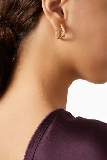 Trinity Pavé Hoop Earrings in 18kt Gold-plated Brass