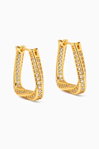 Trinity Pavé Hoop Earrings in 18kt Gold-plated Brass