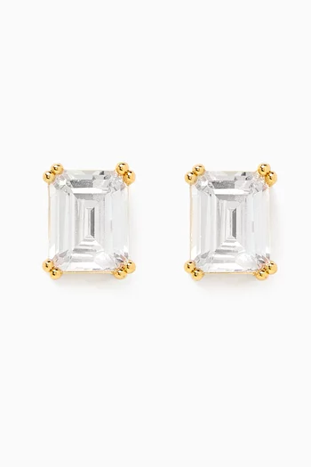 Elizabeth Cubic Zirconia Stud Earrings in 18kt Gold-plated Brass