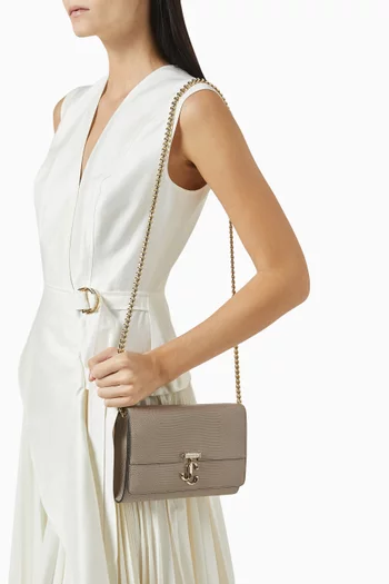 Avenue Clutch Shoulder Bag in Lizard-embossed Leather