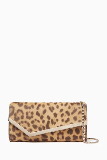 Emmie Leopard-print Clutch Bag in Leather