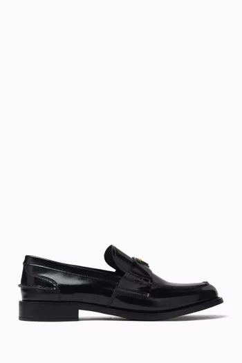 Triangle Logo Loafers in Brushed Leather