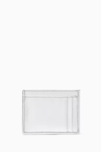 Matelasse Card Holder in Metallic Leather