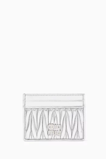 Matelasse Card Holder in Metallic Leather