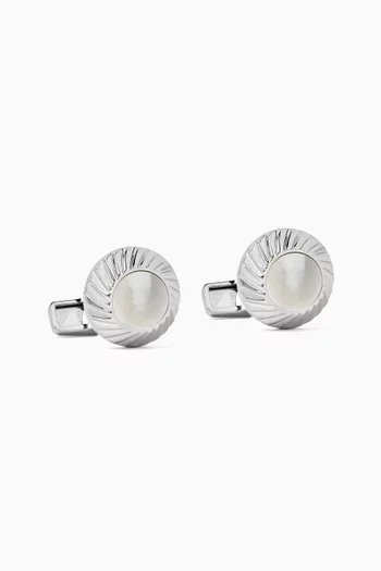 Transmission Mother-of-Pearl Cufflinks in Rhodium-plated Sterling Silver