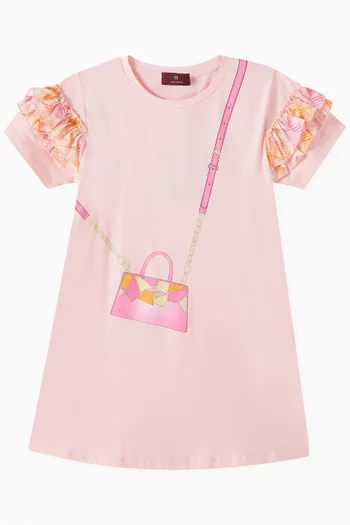 Crossbody Bag Graphic Print Dress in Cotton