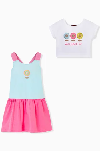 Graphic Logo Dress Set in Cotton