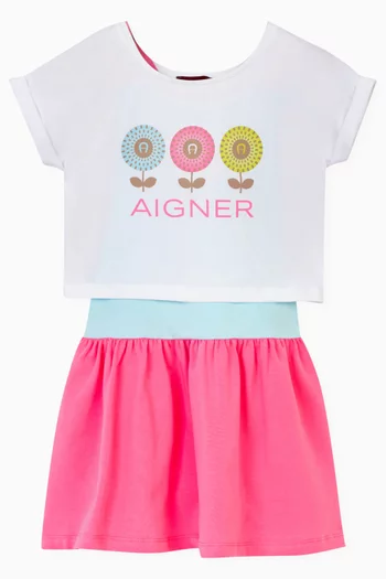 Graphic Logo Dress Set in Cotton