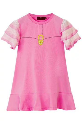 Lock Graphic Dress in Cotton-jersey