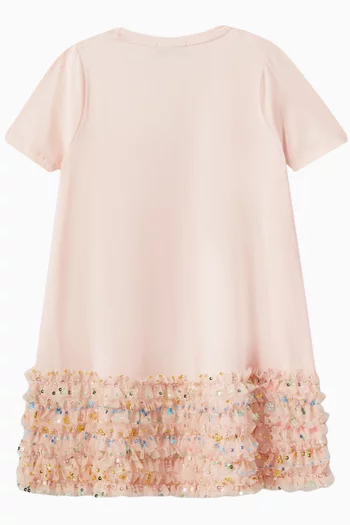 Sequin-embellished T-shirt Dress in Cotton