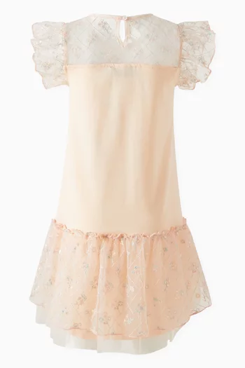 Embroidered Dress in Cotton & Tulle