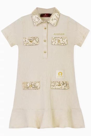 فستان بنمط قميص مطرز بالترتر