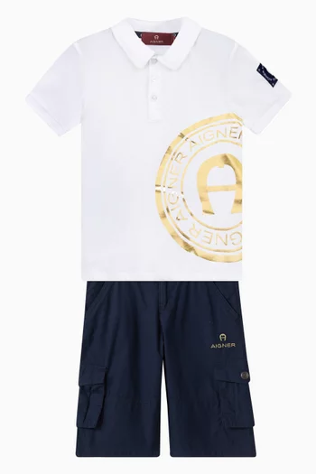 تي شيرت بولو بشعار الماركة بلون لامع