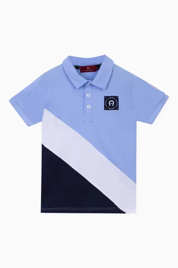 Colour-block Logo Polo Shirt in Cotton