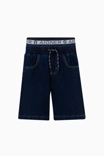 Logo Bermuda Denim Shorts in Cotton