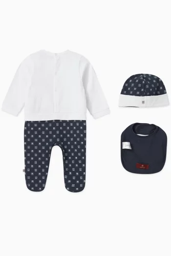 Logo-print Sleepsuit Set in Cotton