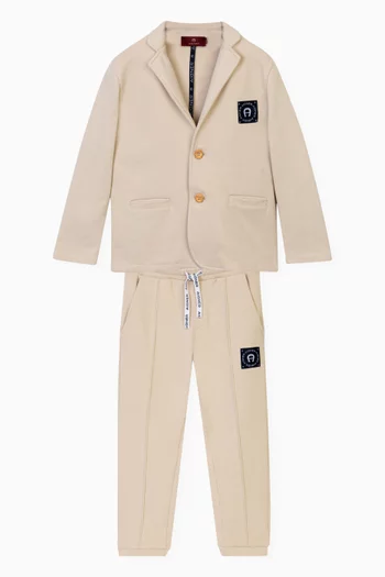 Logo Graphic Buttoned Blazer