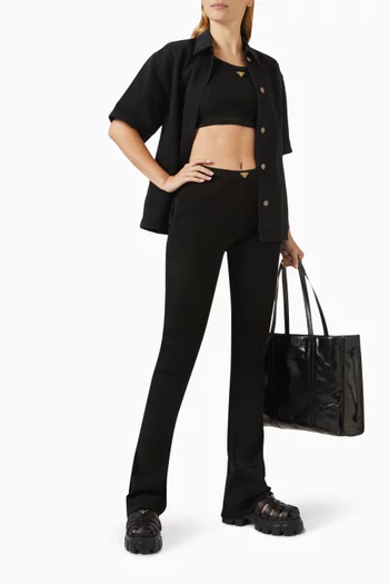 Flared Pants in Ribbed Jersey