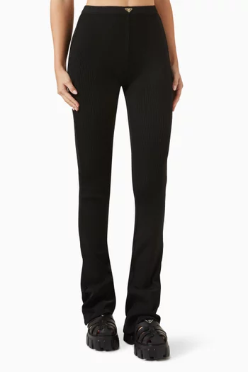 Flared Pants in Ribbed Jersey