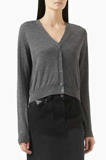 V-neck Cardigan in Virgin Wool