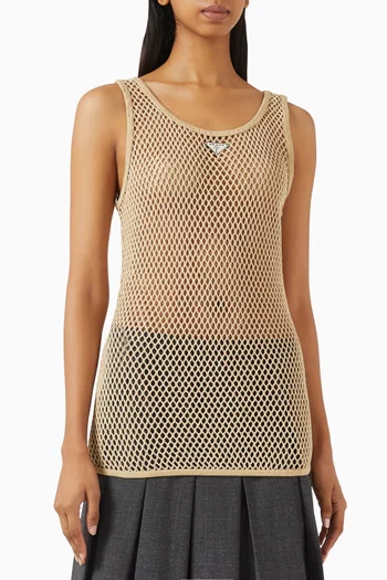 Logo Fishnet Tank Top