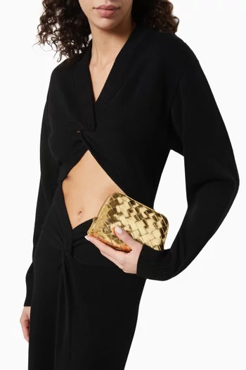 Small Half-Moon Beauty Pouch in Intrecciato Leather