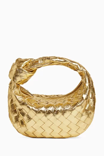 Mini Jodie Top-handle Bag in Metallic Intrecciato Leather