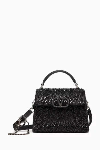 Mini VSLING Rhinestone-embellished Top-handle Bag in Leather