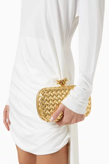Knot Minaudière Clutch in Intreccio Mirror Leather