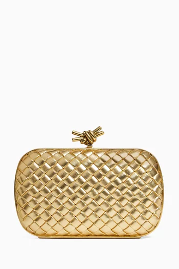 Knot Minaudière Clutch in Intreccio Mirror Leather