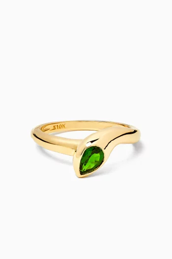 Perfect Pair Diopside Ring in 10kt Yellow Gold