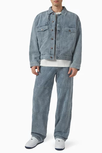 Flower Jacquard Jacket in Denim