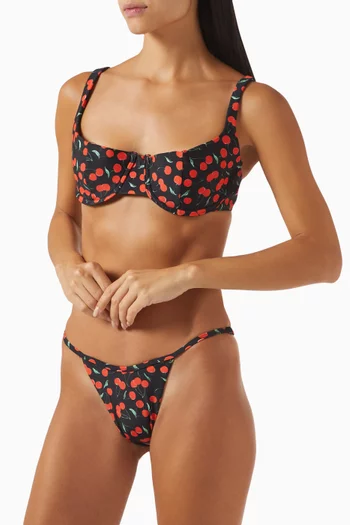 Cherry-print Bikini Top