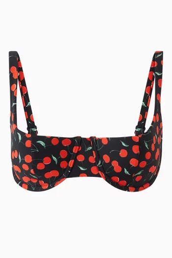 Cherry-print Bikini Top