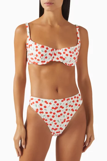Cherry-print Bikini Top