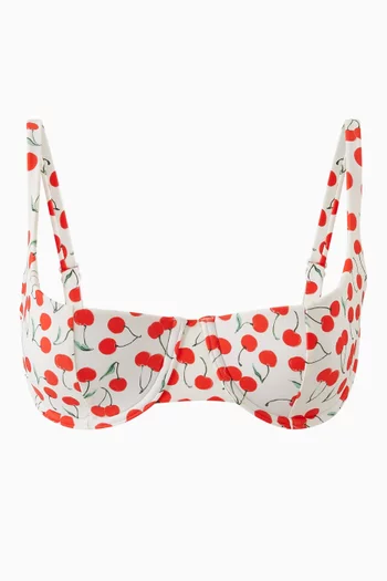 Cherry-print Bikini Top
