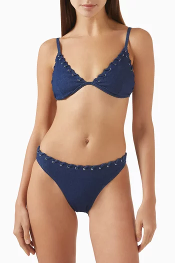 Triangle Bikini Top in Denim