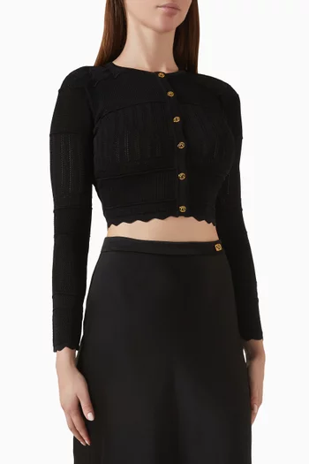 Embroidered Cardigan in Viscose-blend Knit