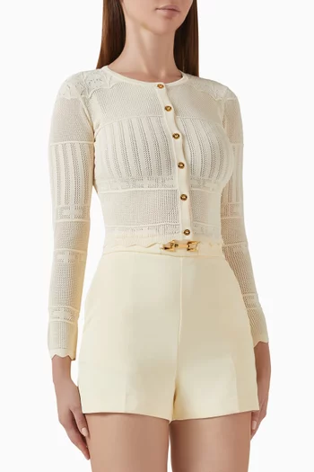 Embroidered Cardigan in Viscose-blend Knit
