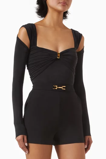 Jewel Detail Bodysuit in Cupro Jersey