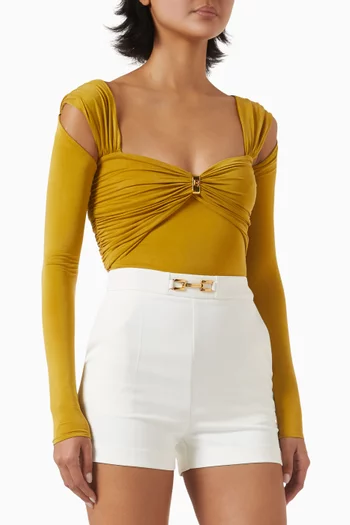 Jewel Detail Bodysuit in Cupro Jersey