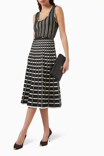 Micro-ruffle Midi Dress in Viscose
