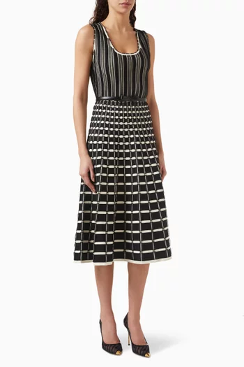 Micro-ruffle Midi Dress in Viscose