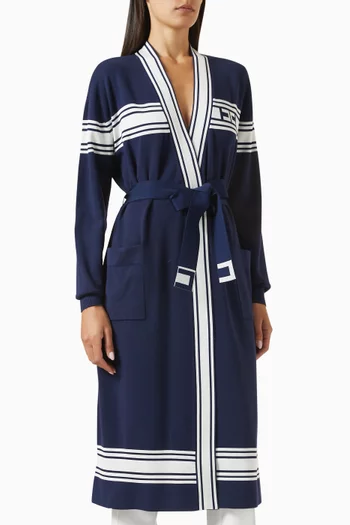 Contrasting-bands Cardigan in Viscose