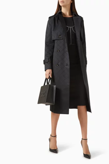 Contrast Piping Midi Dress in Crepe